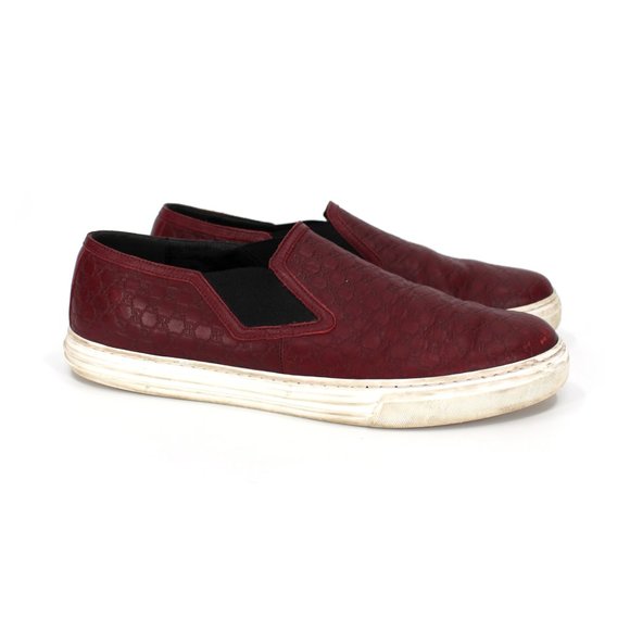 Gucci Other - Gucci Microguccissima Leather Slip On Burgundy Slip On Sneakers 10 Red Shoes